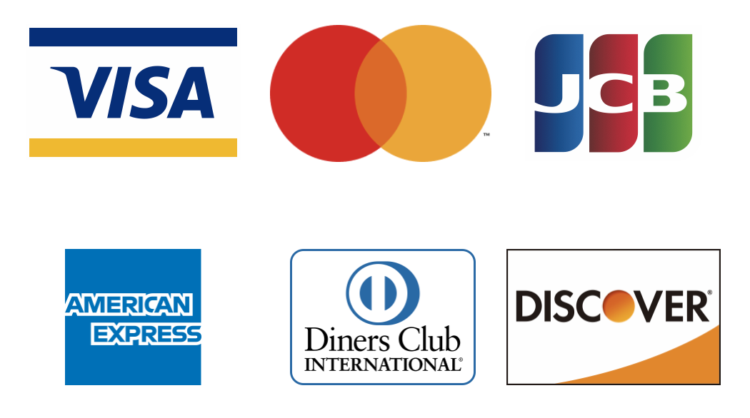 支払い可能なカード Visa・MasterCard・American Express・JCB・Diners Club・Discover