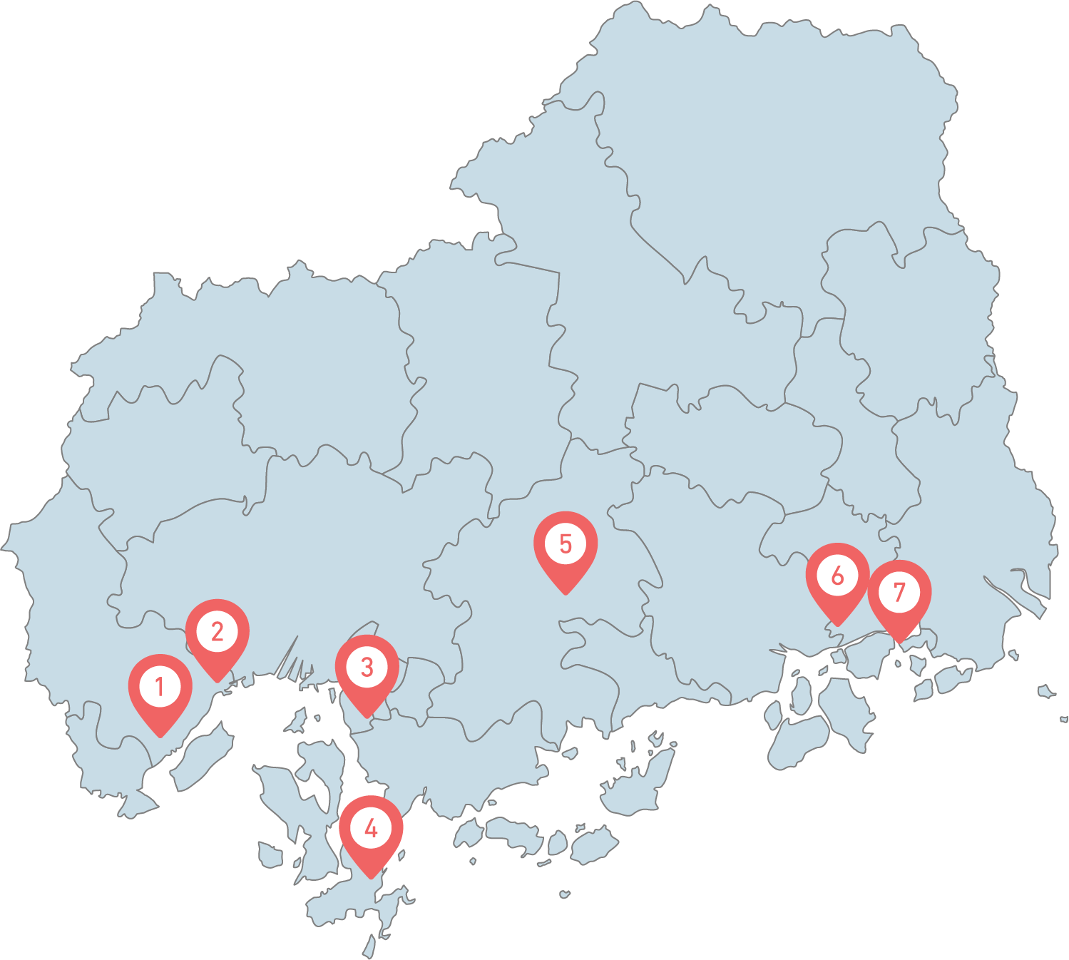 広島県の観光スポット図